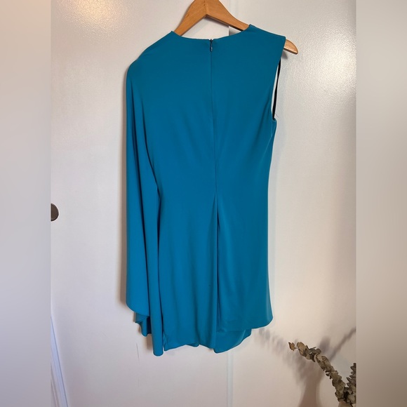 Halston - Daniela Jersey Side Twist Mini Dress - Azure Blue - Size 10 - Picture 8 of 8